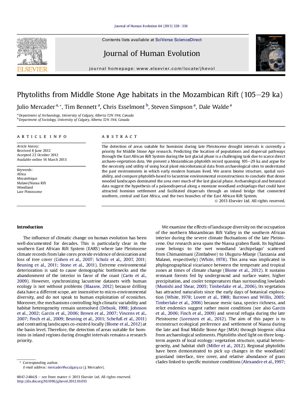 Phytoliths from Middle Stone Age habitats in the Mozambican Rift (105–29 ka)