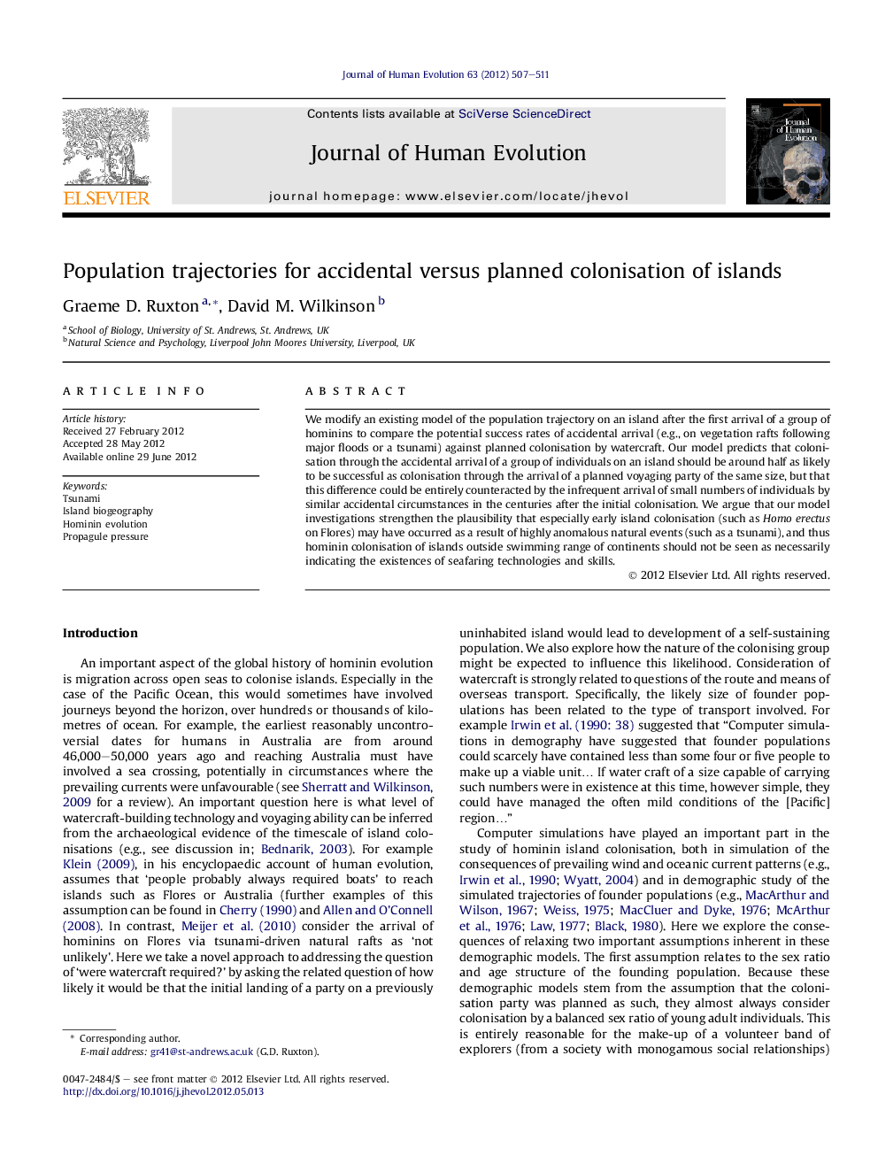 Population trajectories for accidental versus planned colonisation of islands