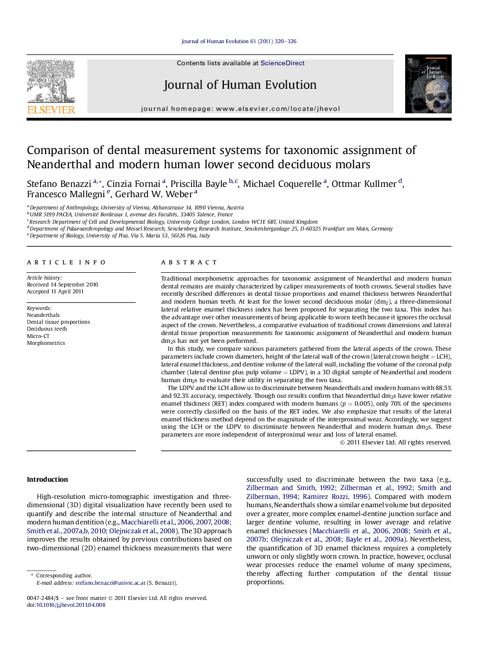 Comparison of dental measurement systems for taxonomic assignment of Neanderthal and modern human lower second deciduous molars