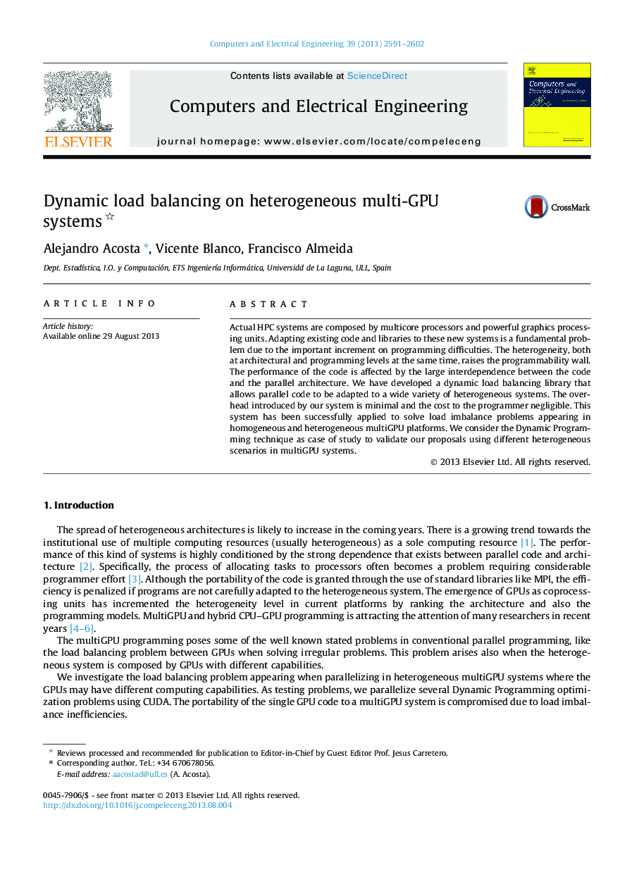 Dynamic load balancing on heterogeneous multi-GPU systems 
