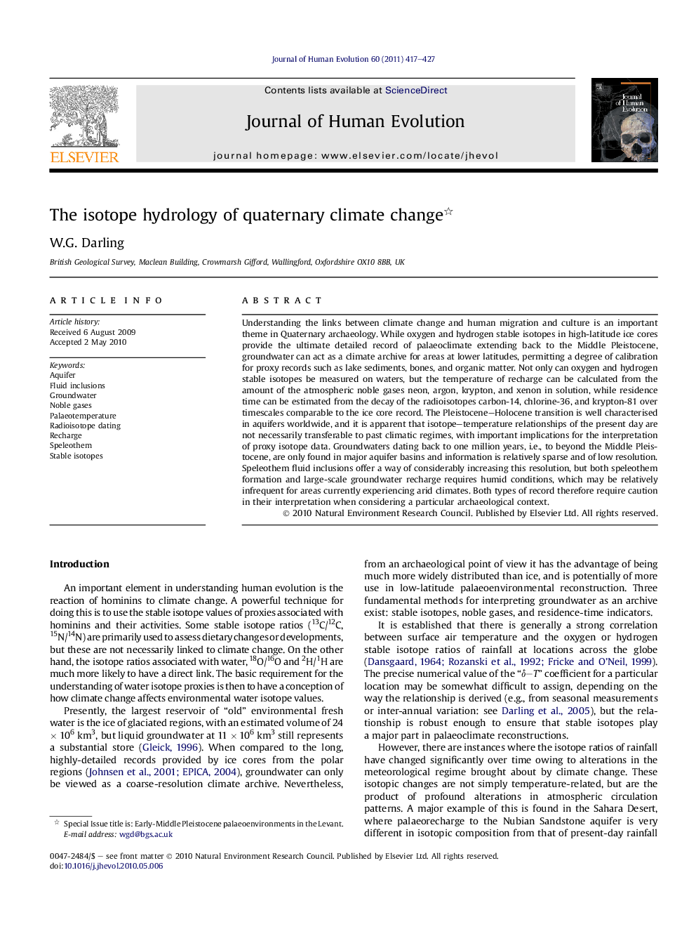 The isotope hydrology of quaternary climate change 