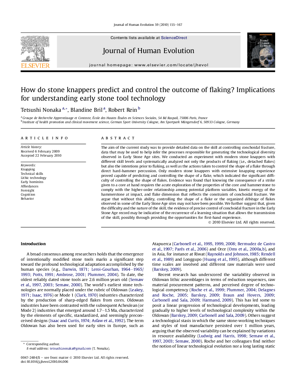 How do stone knappers predict and control the outcome of flaking? Implications for understanding early stone tool technology