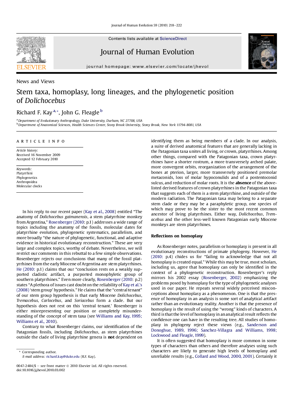 Stem taxa, homoplasy, long lineages, and the phylogenetic position of Dolichocebus