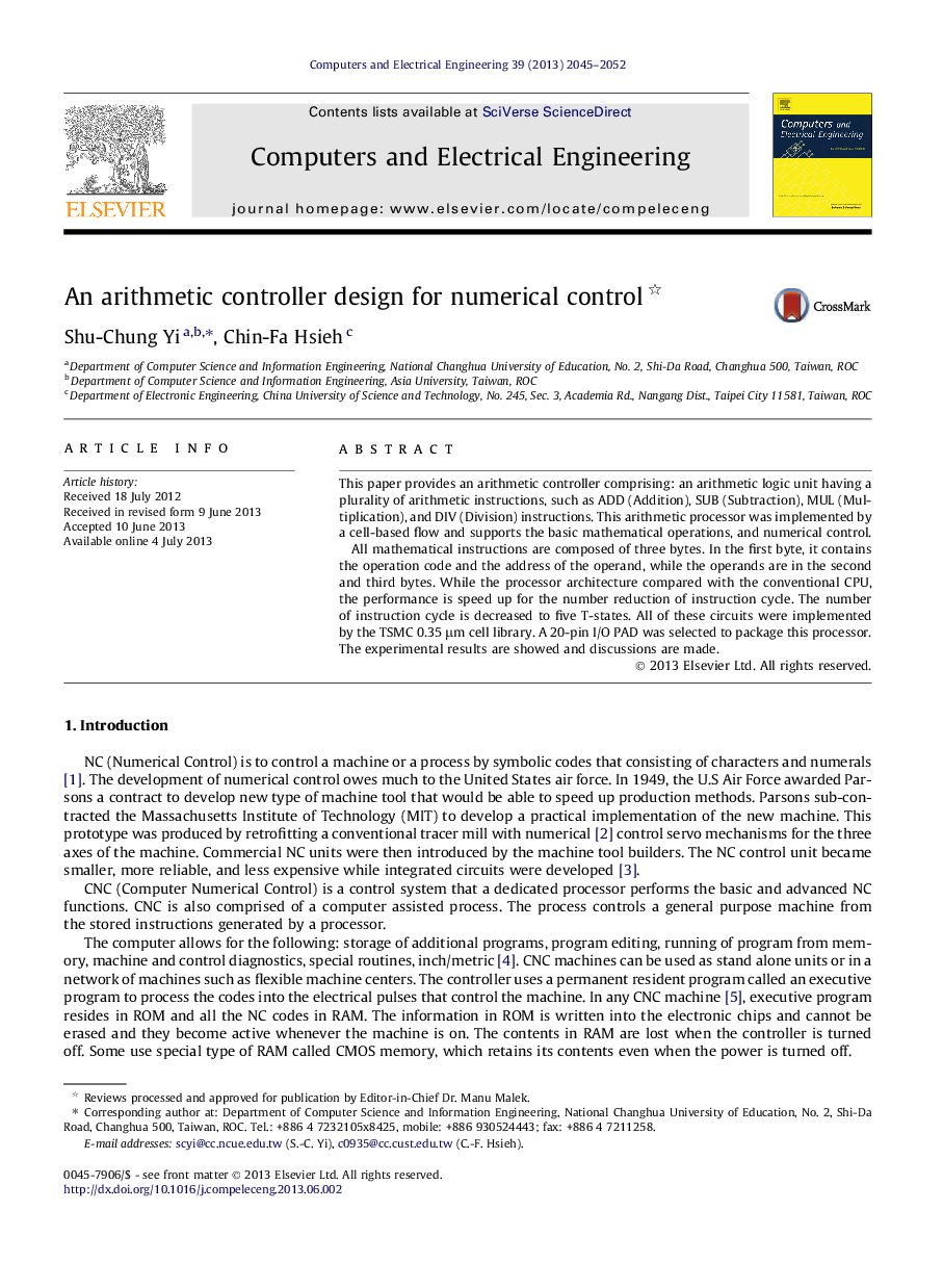 An arithmetic controller design for numerical control 