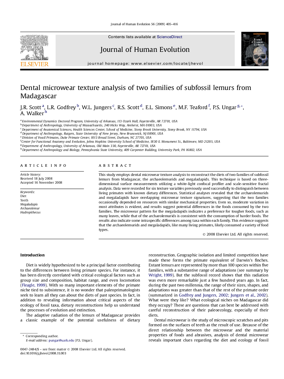 Dental microwear texture analysis of two families of subfossil lemurs from Madagascar