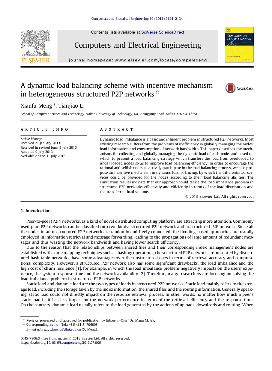 A dynamic load balancing scheme with incentive mechanism in heterogeneous structured P2P networks 