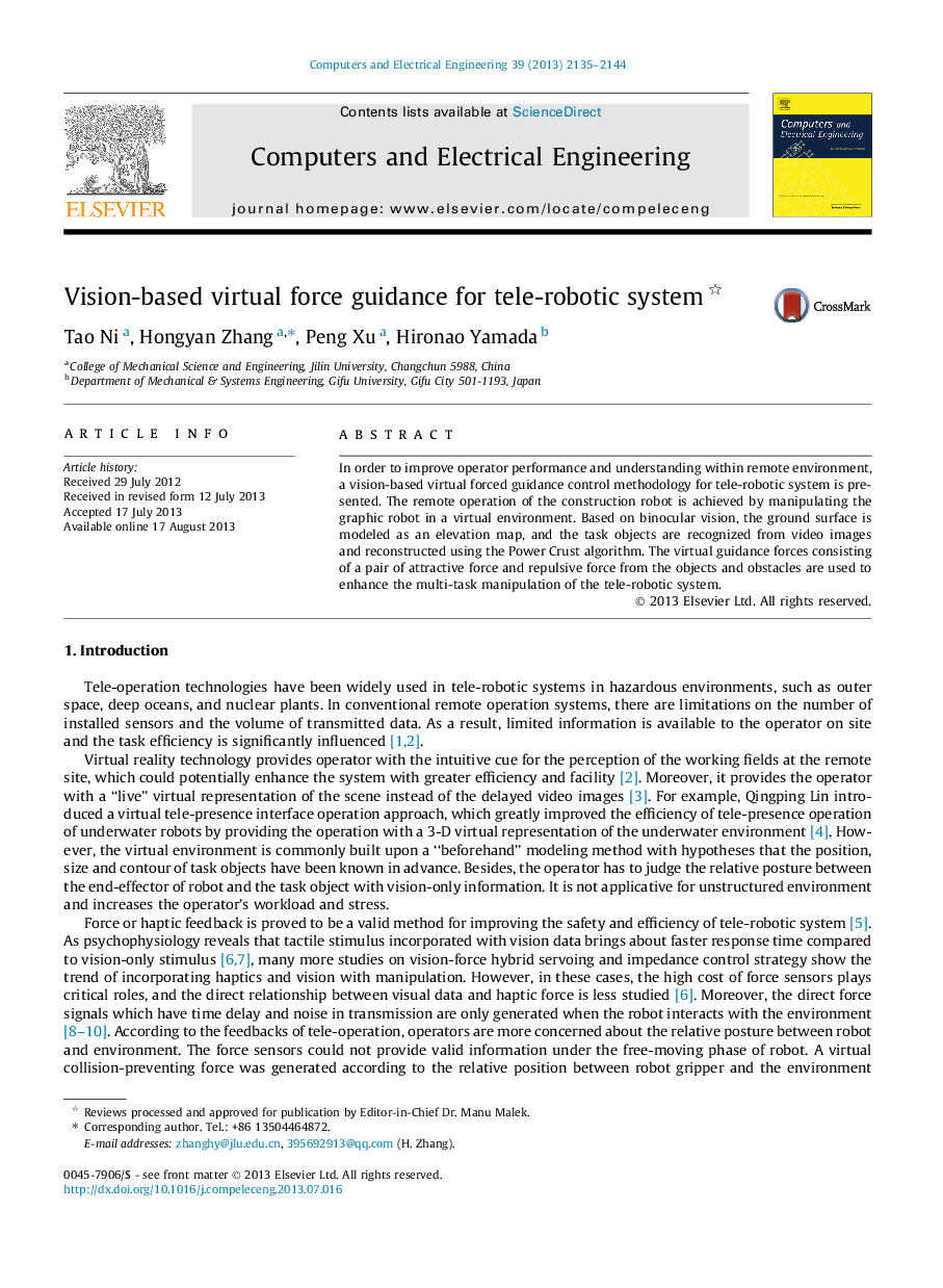 Vision-based virtual force guidance for tele-robotic system 