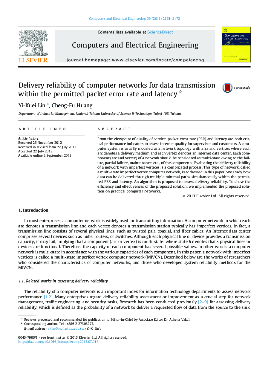 Delivery reliability of computer networks for data transmission within the permitted packet error rate and latency 