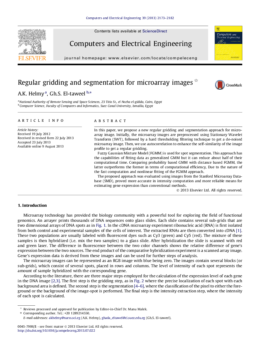 Regular gridding and segmentation for microarray images 