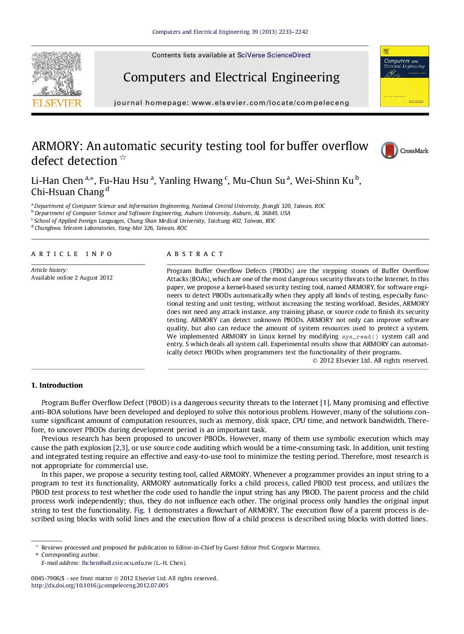 ARMORY: An automatic security testing tool for buffer overflow defect detection 