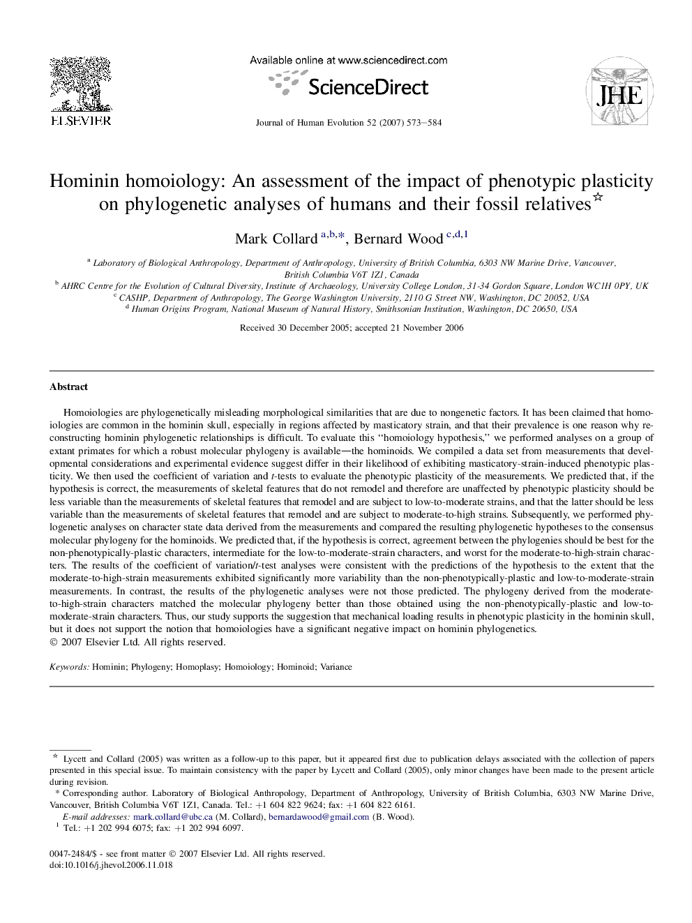 Hominin homoiology: An assessment of the impact of phenotypic plasticity on phylogenetic analyses of humans and their fossil relatives 