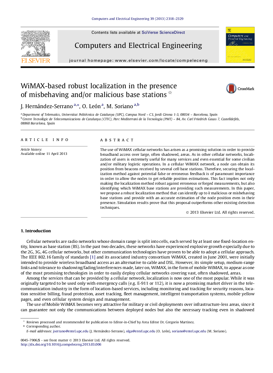WiMAX-based robust localization in the presence of misbehaving and/or malicious base stations 