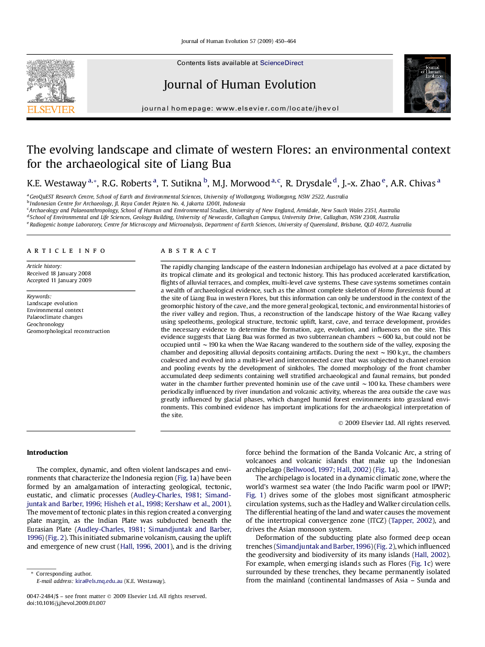 The evolving landscape and climate of western Flores: an environmental context for the archaeological site of Liang Bua