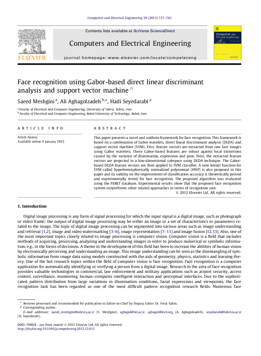 Face recognition using Gabor-based direct linear discriminant analysis and support vector machine 