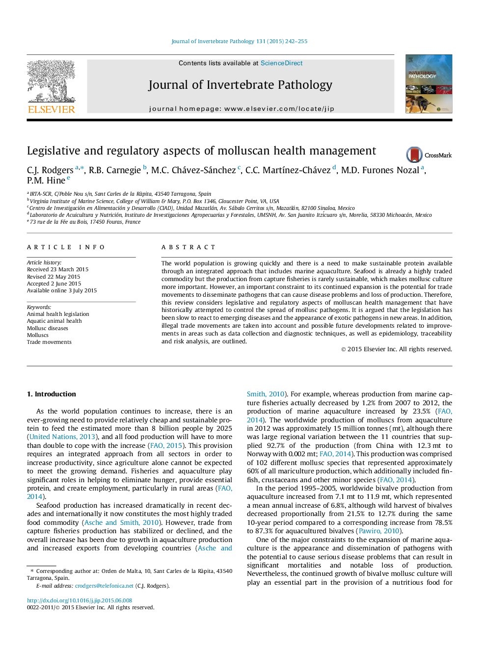 Legislative and regulatory aspects of molluscan health management