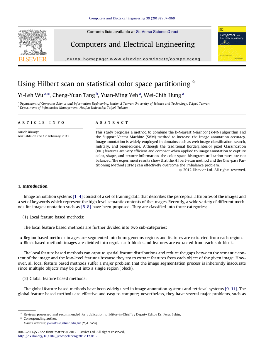 Using Hilbert scan on statistical color space partitioning 
