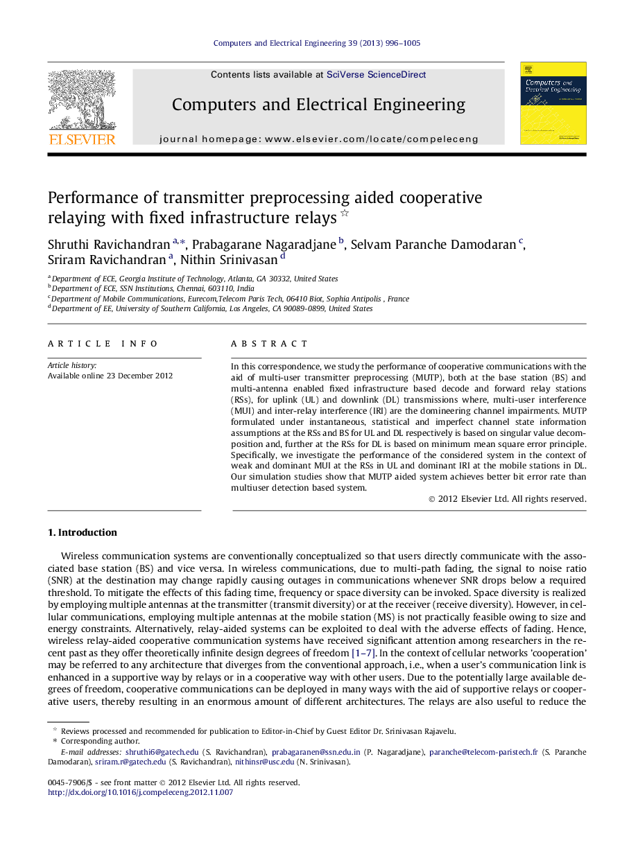 Performance of transmitter preprocessing aided cooperative relaying with fixed infrastructure relays 