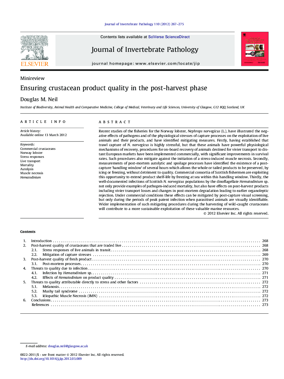 Ensuring crustacean product quality in the post-harvest phase