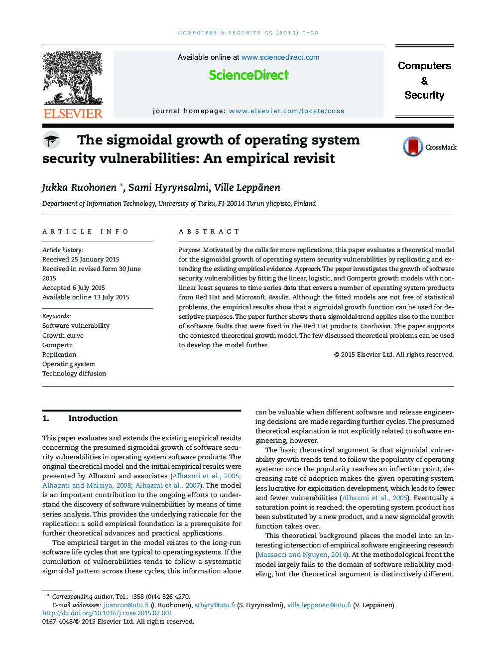 رشد سیگموئیدی آسیب پذیری های امنیتی سیستم عامل: تجدید تجربی 