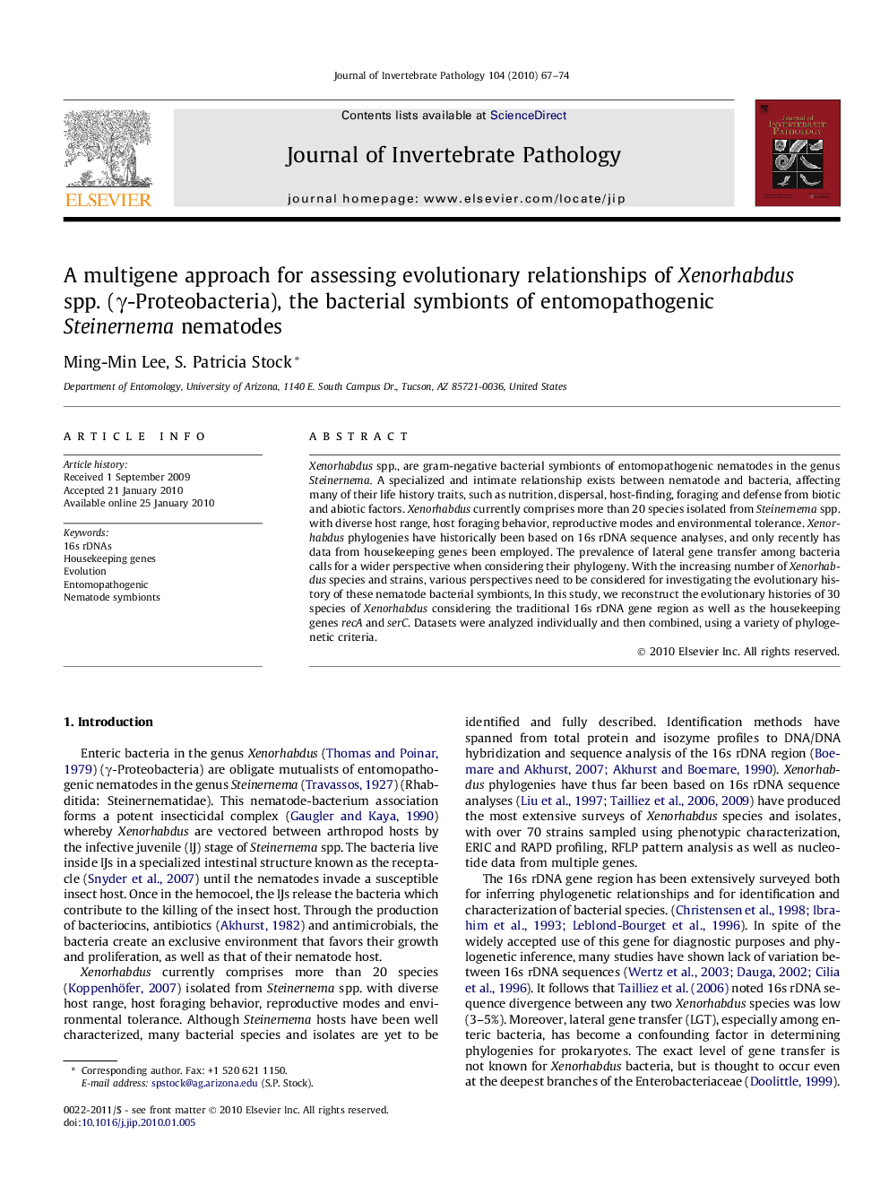 A multigene approach for assessing evolutionary relationships of Xenorhabdus spp. (γ-Proteobacteria), the bacterial symbionts of entomopathogenic Steinernema nematodes