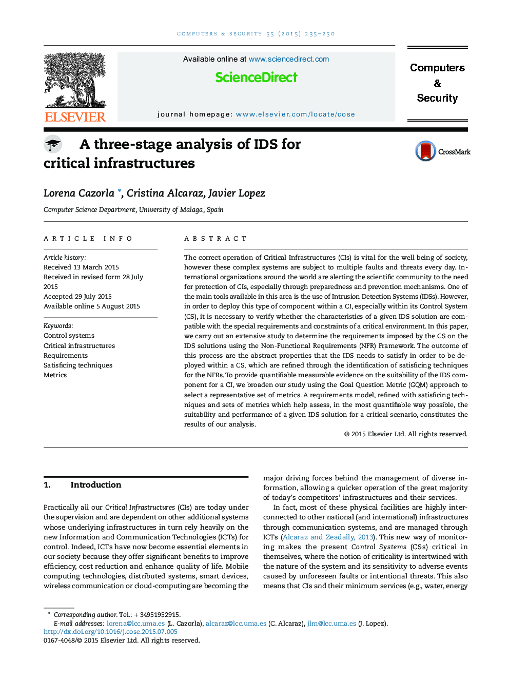 A three-stage analysis of IDS for critical infrastructures