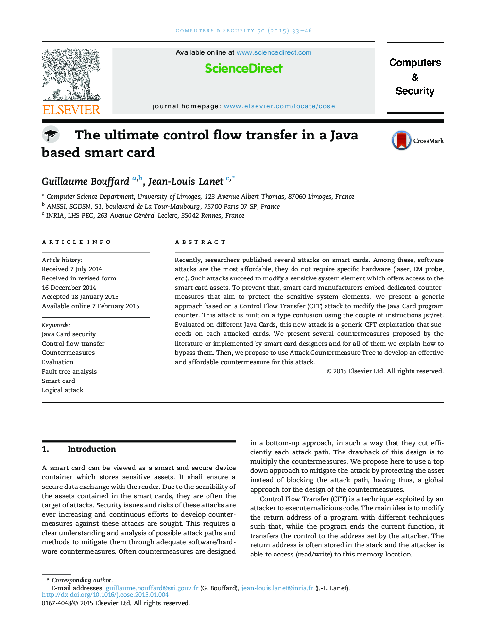 The ultimate control flow transfer in a Java based smart card