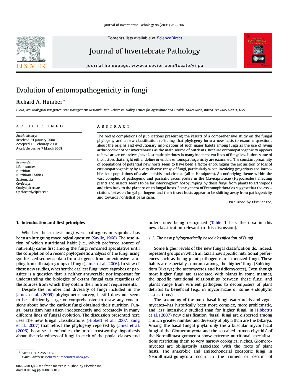 Evolution of entomopathogenicity in fungi