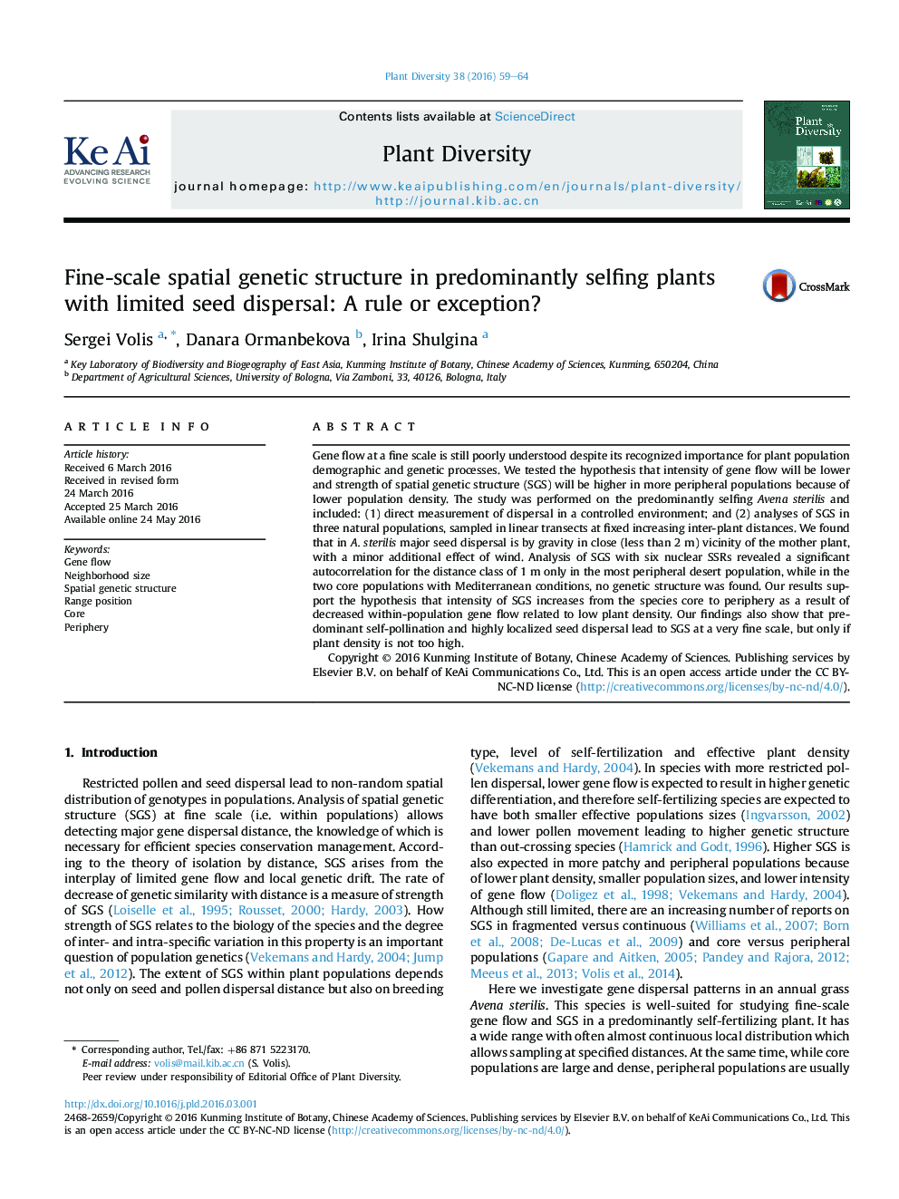 Fine-scale spatial genetic structure in predominantly selfing plants with limited seed dispersal: A rule or exception? 