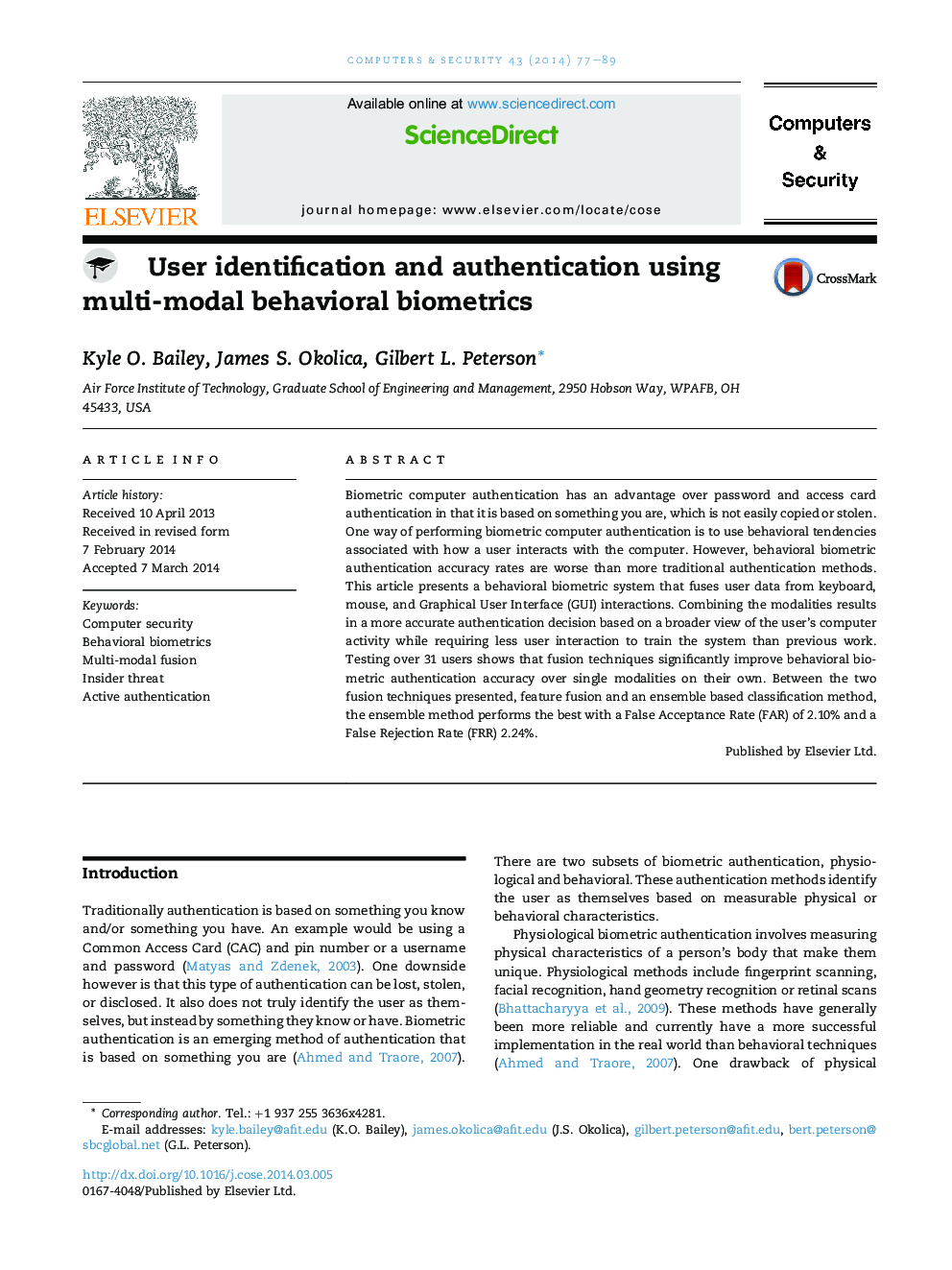 User identification and authentication using multi-modal behavioral biometrics