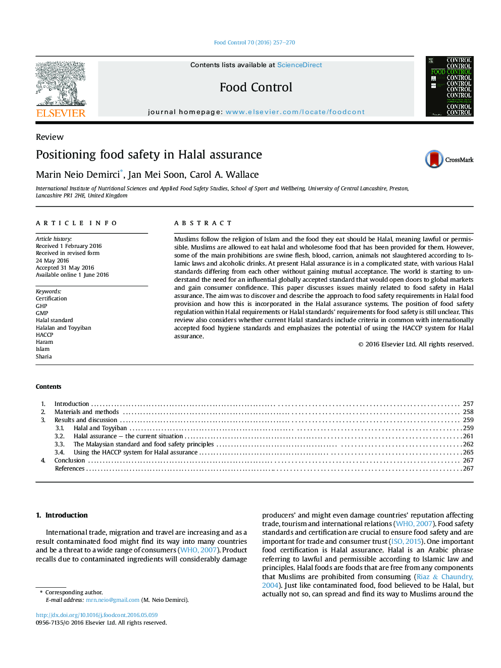 Positioning food safety in Halal assurance