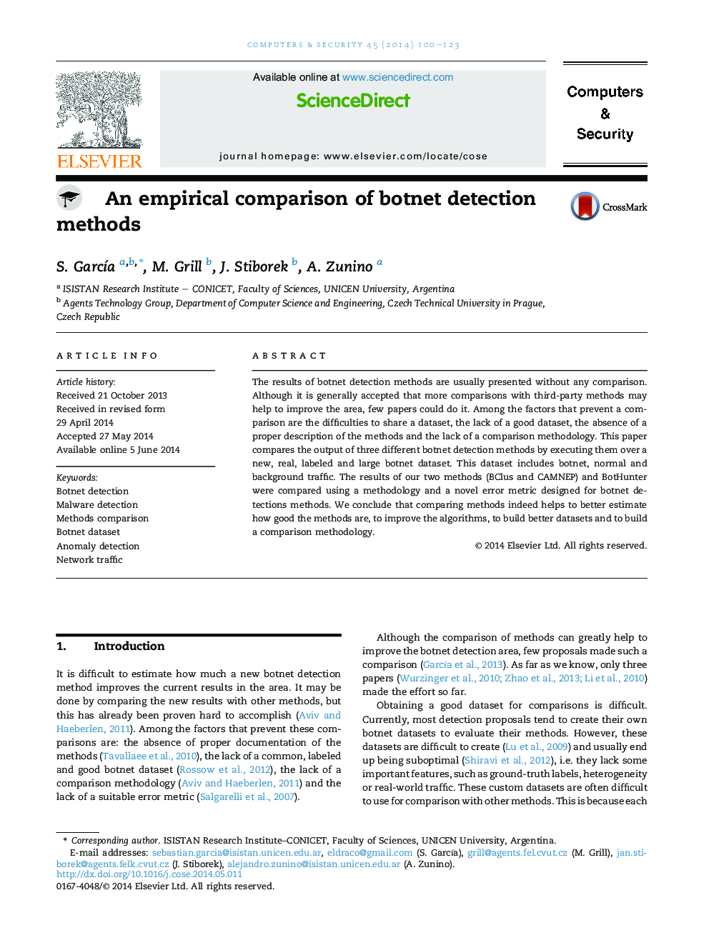 An empirical comparison of botnet detection methods