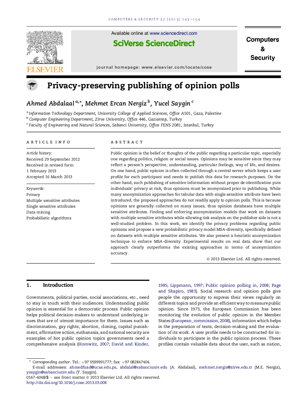 Privacy-preserving publishing of opinion polls