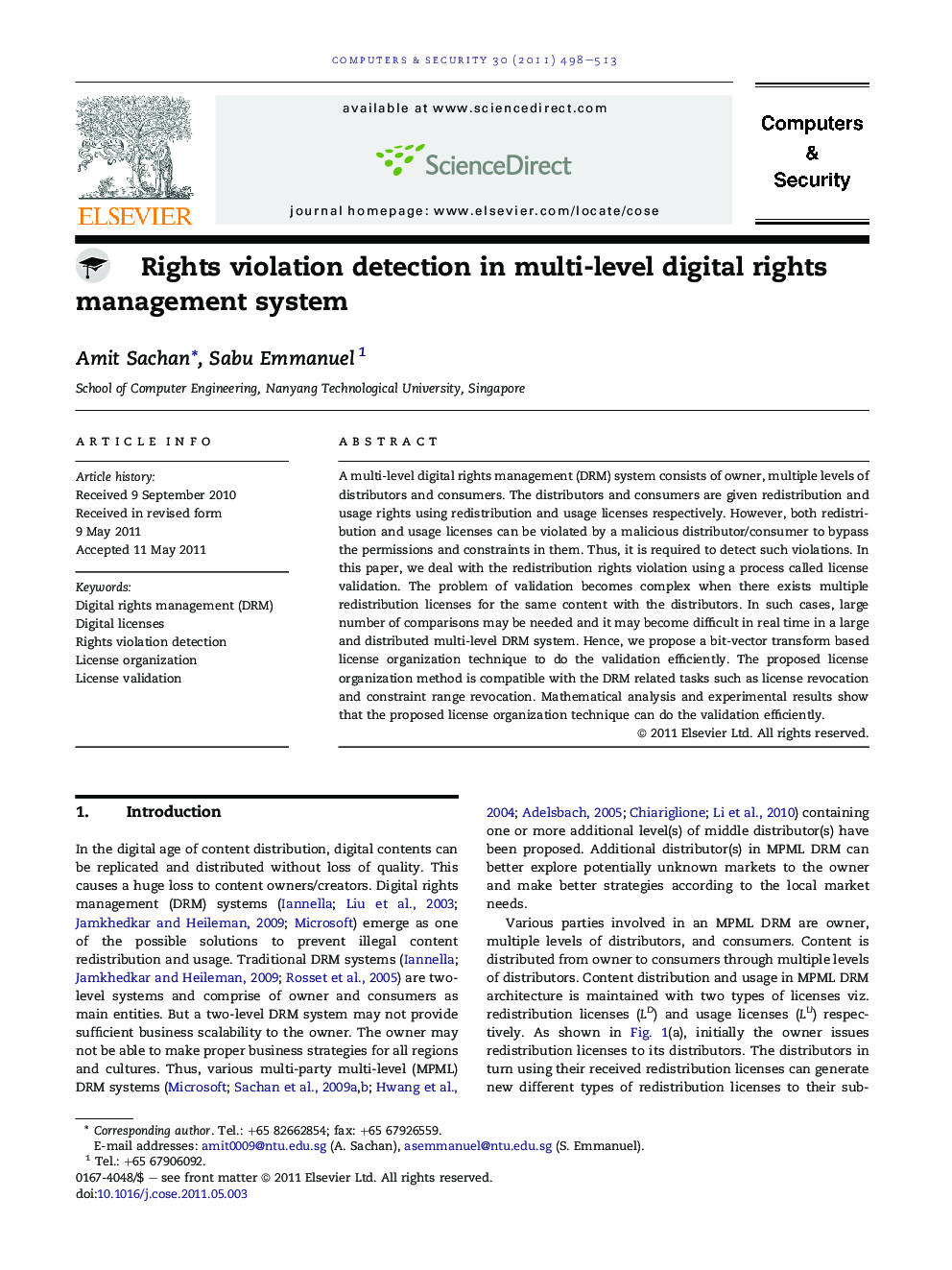 Rights violation detection in multi-level digital rights management system