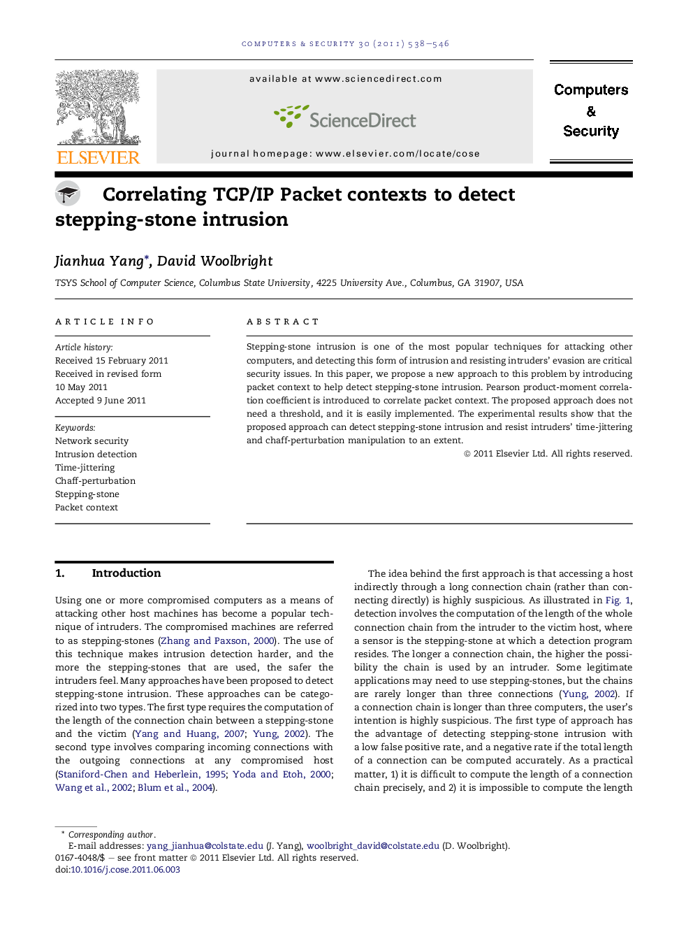 Correlating TCP/IP Packet contexts to detect stepping-stone intrusion