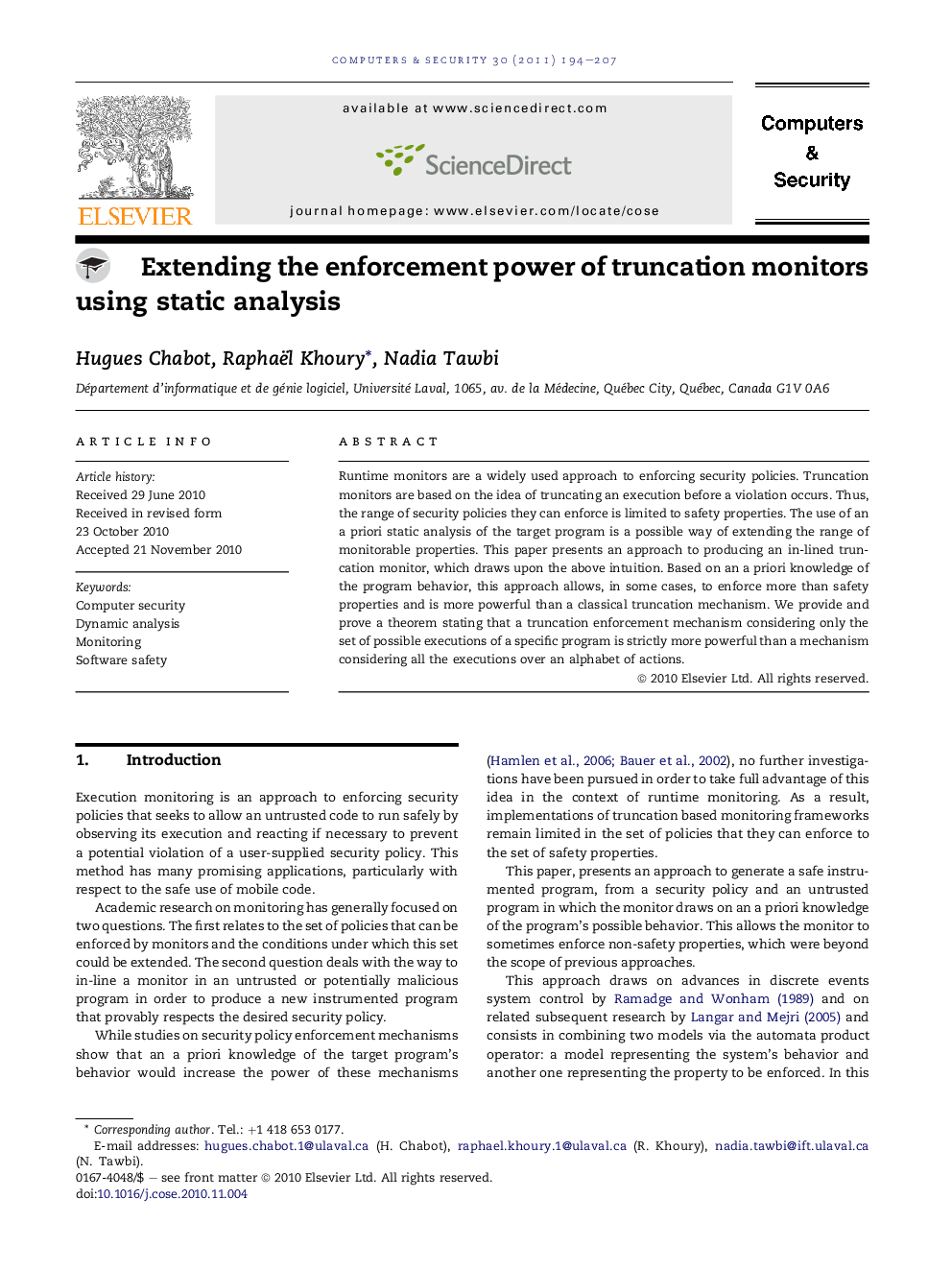 Extending the enforcement power of truncation monitors using static analysis