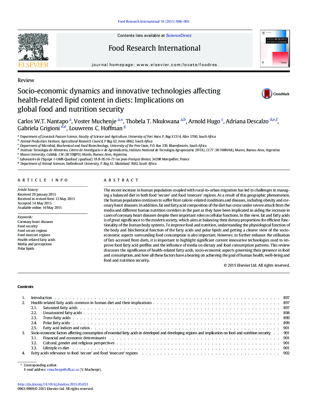 Socio-economic dynamics and innovative technologies affecting health-related lipid content in diets: Implications on global food and nutrition security