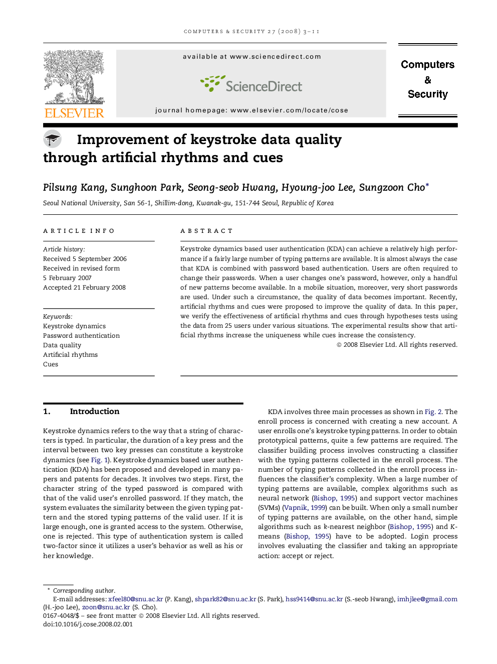 Improvement of keystroke data quality through artificial rhythms and cues