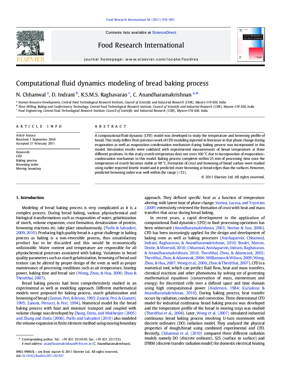 عکس صفحه اول مقاله: Computational fluid dynamics modeling of bread baking process Computational fluid dynamics modeling of bread baking process