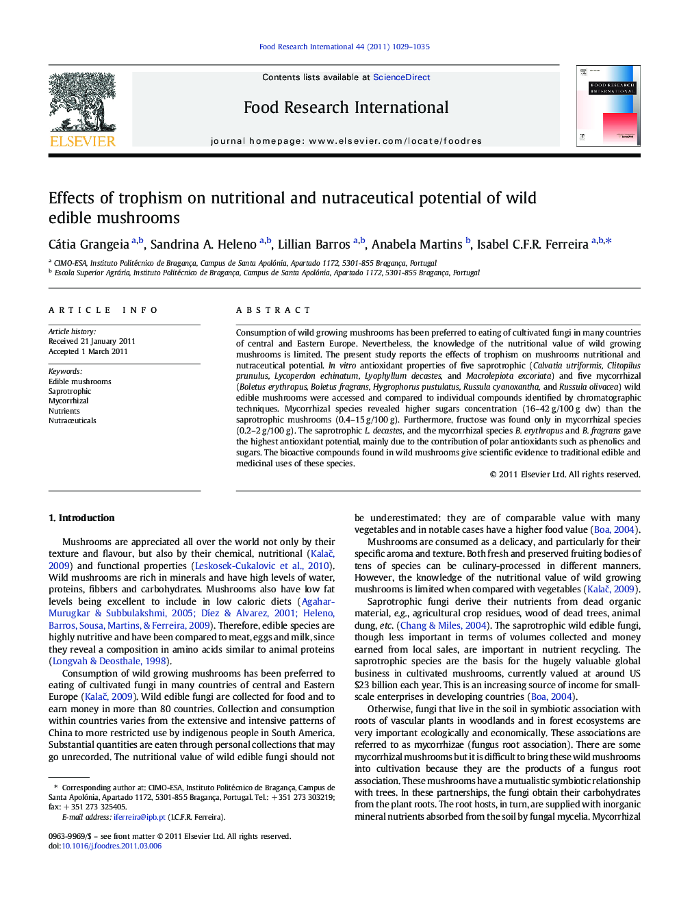 Effects of trophism on nutritional and nutraceutical potential of wild edible mushrooms