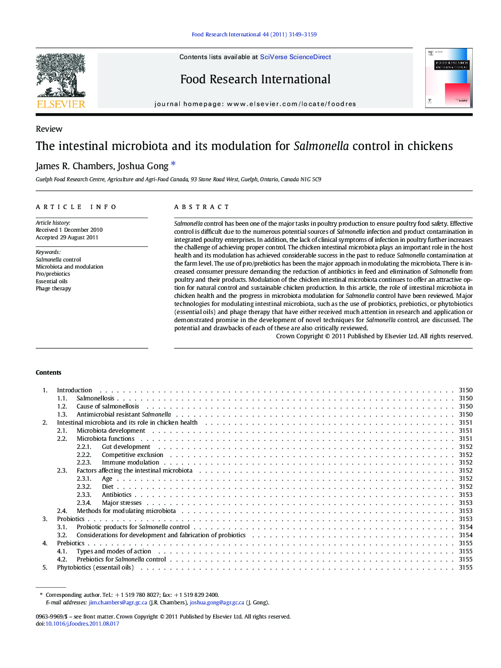 The intestinal microbiota and its modulation for Salmonella control in chickens