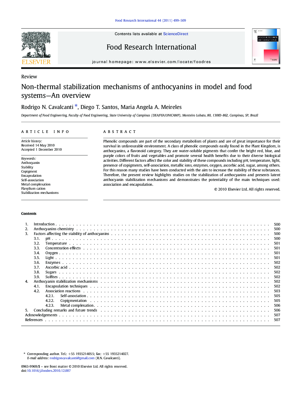 Non-thermal stabilization mechanisms of anthocyanins in model and food systems—An overview