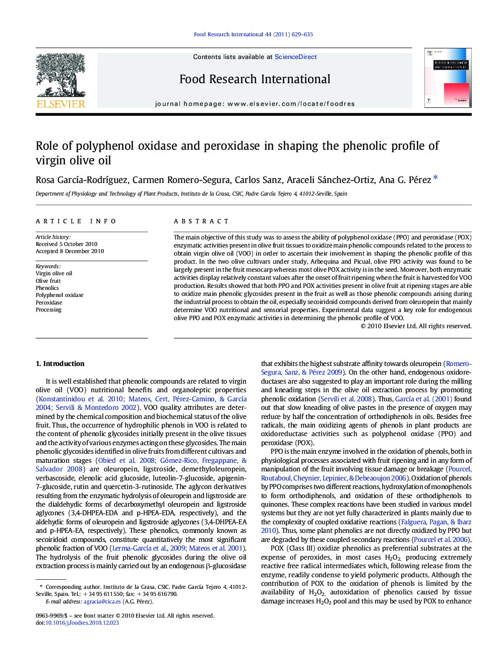 Role of polyphenol oxidase and peroxidase in shaping the phenolic profile of virgin olive oil