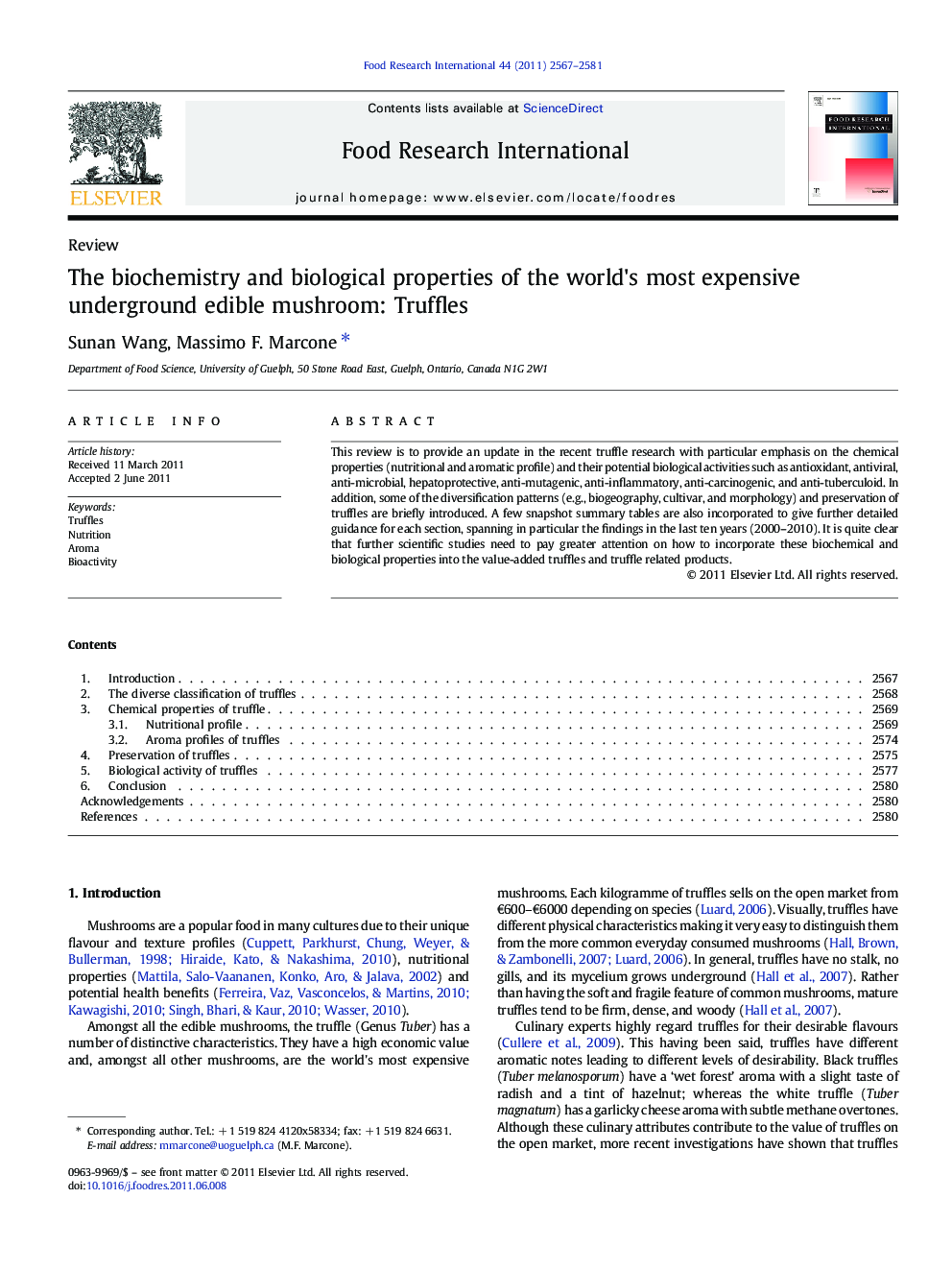 The biochemistry and biological properties of the world's most expensive underground edible mushroom: Truffles