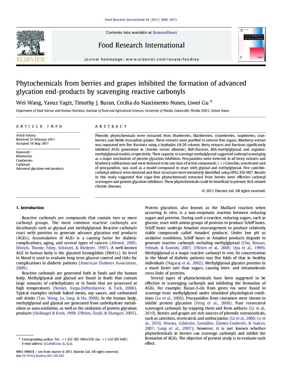 Phytochemicals from berries and grapes inhibited the formation of advanced glycation end‐products by scavenging reactive carbonyls