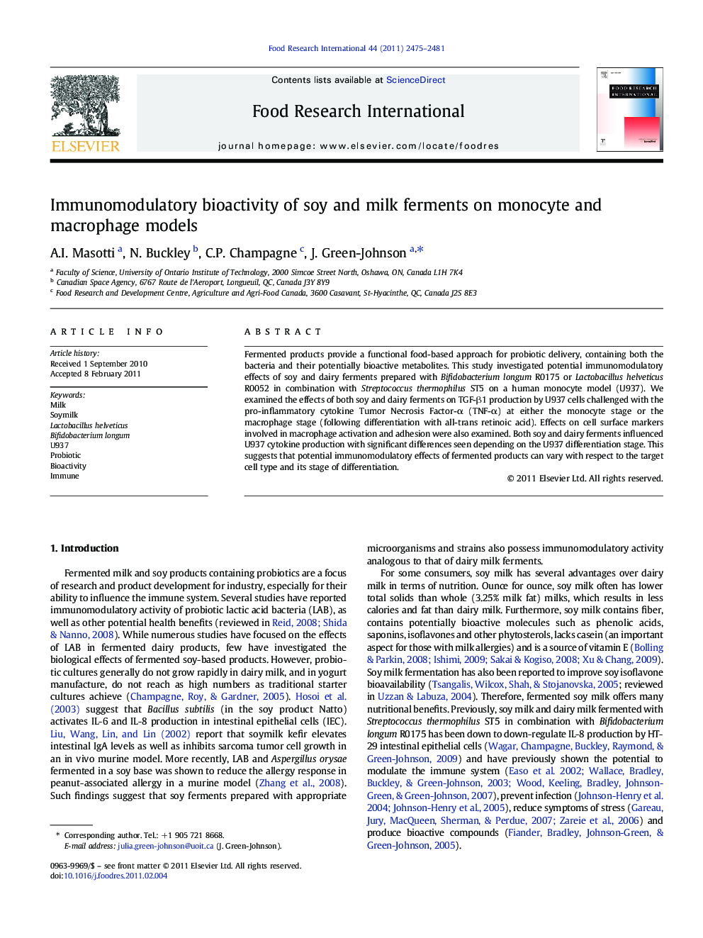 Immunomodulatory bioactivity of soy and milk ferments on monocyte and macrophage models