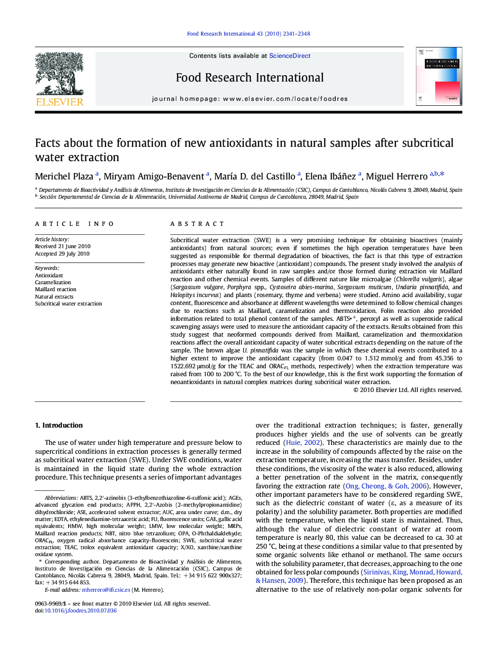 Facts about the formation of new antioxidants in natural samples after subcritical water extraction