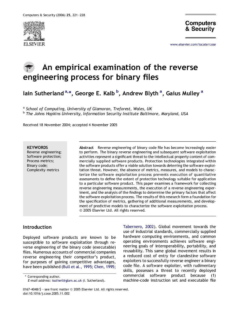 An empirical examination of the reverse engineering process for binary files