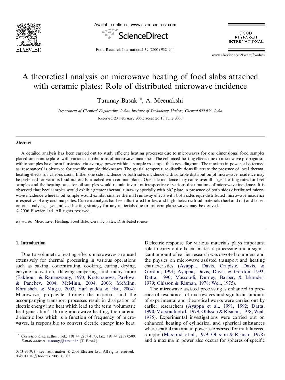 A theoretical analysis on microwave heating of food slabs attached with ceramic plates: Role of distributed microwave incidence