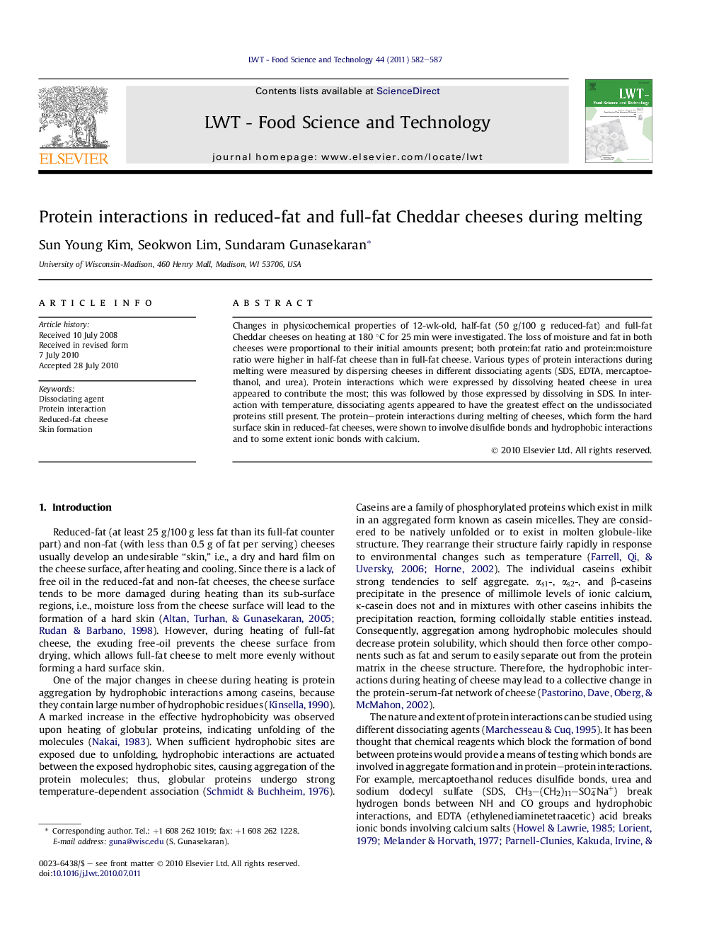 Protein interactions in reduced-fat and full-fat Cheddar cheeses during melting