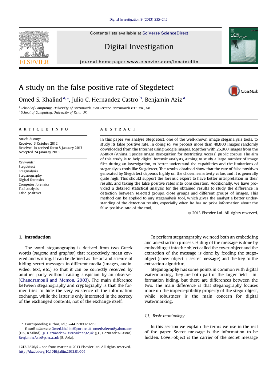 A study on the false positive rate of Stegdetect